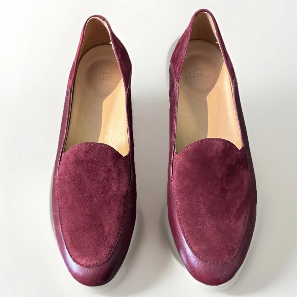 New‎ Dansko Wine Glazed Leather Lace Women's Loafers 38 /7.5-8 USA